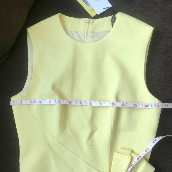 *NWT* Karen Millen Yellow Italian Stretch Escaping Bow Ribbed Dress (US Size 4) - Picture 11 of 16